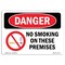 Signmission OSHA Danger Sign, No Smoking On These Premises, 5in X 3.5in Decal, 3.5" W, 5" L, Landscape OS-DS-D-35-L-1474 - alternate 1